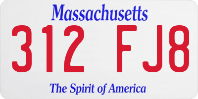 MA license plate 312FJ8