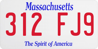 MA license plate 312FJ9