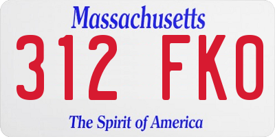 MA license plate 312FK0