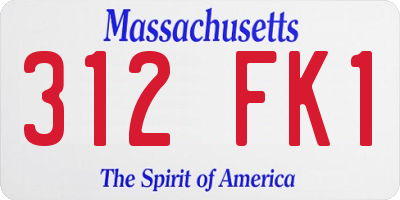 MA license plate 312FK1