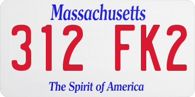 MA license plate 312FK2