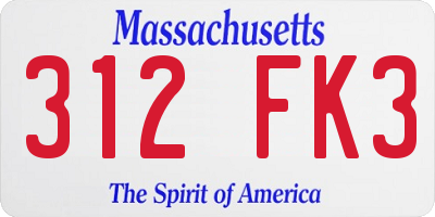 MA license plate 312FK3
