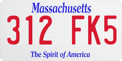 MA license plate 312FK5