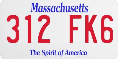 MA license plate 312FK6
