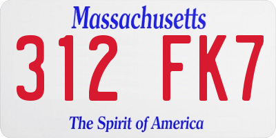 MA license plate 312FK7