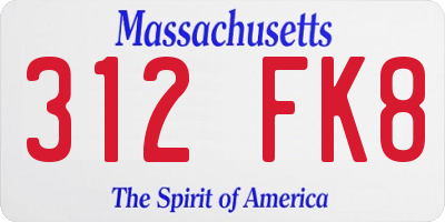 MA license plate 312FK8