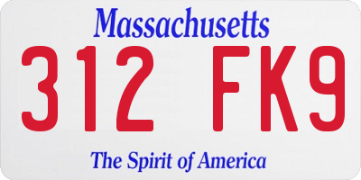 MA license plate 312FK9