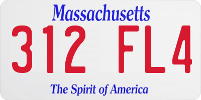 MA license plate 312FL4
