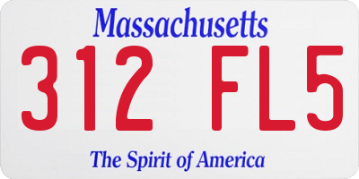 MA license plate 312FL5