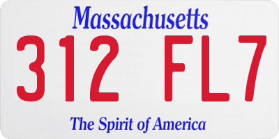MA license plate 312FL7