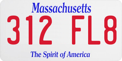 MA license plate 312FL8