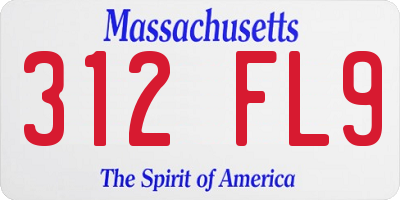 MA license plate 312FL9