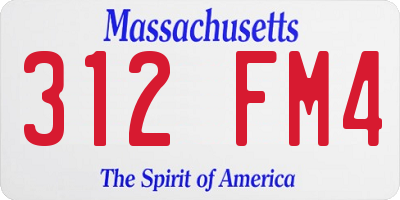 MA license plate 312FM4