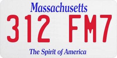 MA license plate 312FM7