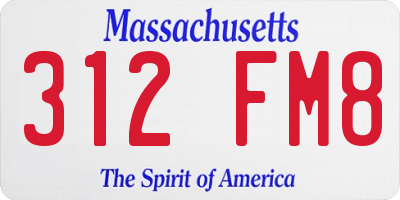 MA license plate 312FM8