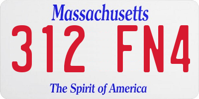MA license plate 312FN4