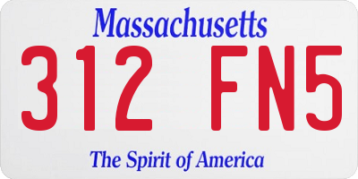 MA license plate 312FN5