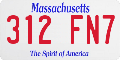 MA license plate 312FN7