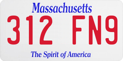 MA license plate 312FN9