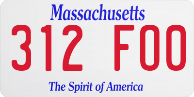 MA license plate 312FO0