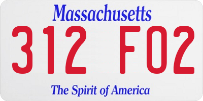 MA license plate 312FO2
