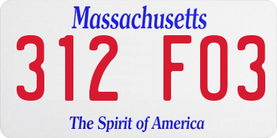 MA license plate 312FO3