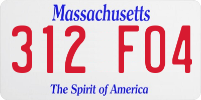 MA license plate 312FO4