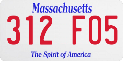 MA license plate 312FO5