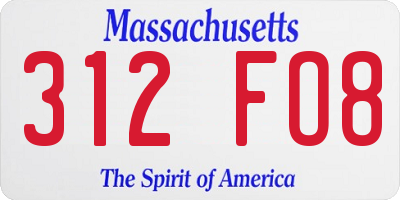 MA license plate 312FO8