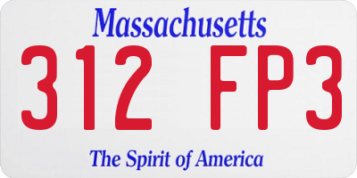 MA license plate 312FP3