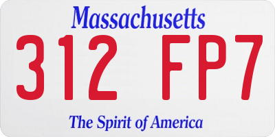 MA license plate 312FP7