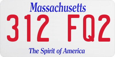 MA license plate 312FQ2