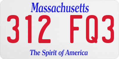 MA license plate 312FQ3