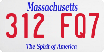 MA license plate 312FQ7