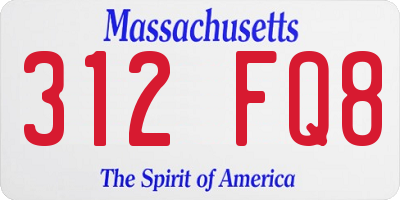 MA license plate 312FQ8