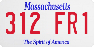MA license plate 312FR1