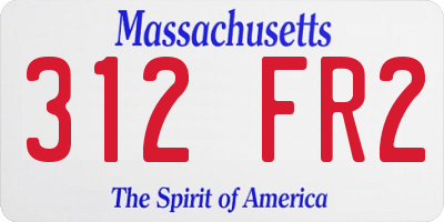 MA license plate 312FR2