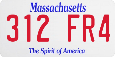 MA license plate 312FR4