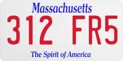 MA license plate 312FR5