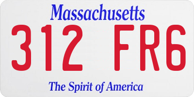 MA license plate 312FR6