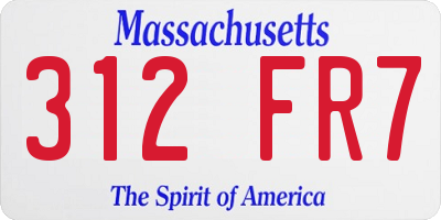 MA license plate 312FR7