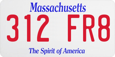 MA license plate 312FR8