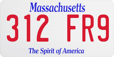 MA license plate 312FR9