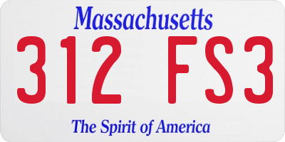 MA license plate 312FS3