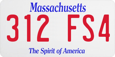 MA license plate 312FS4