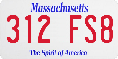 MA license plate 312FS8