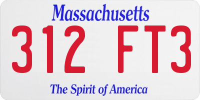 MA license plate 312FT3