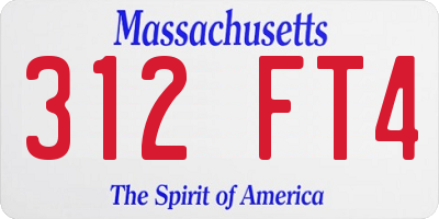 MA license plate 312FT4