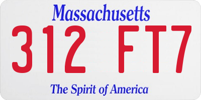 MA license plate 312FT7