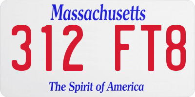 MA license plate 312FT8